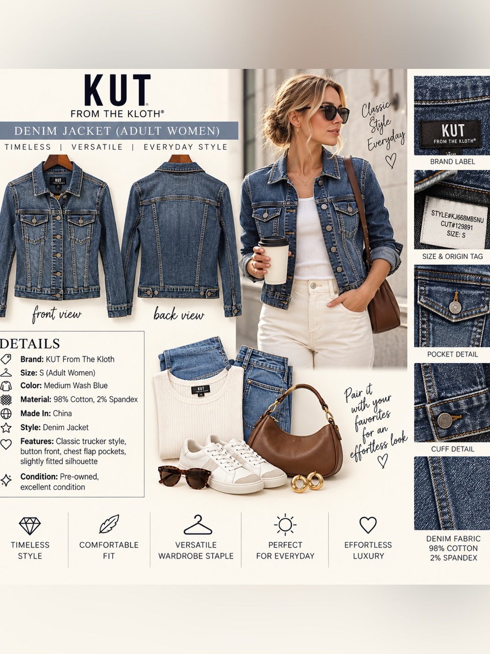 KUT From The Kloth Women's Medium Wash Blue Jeans